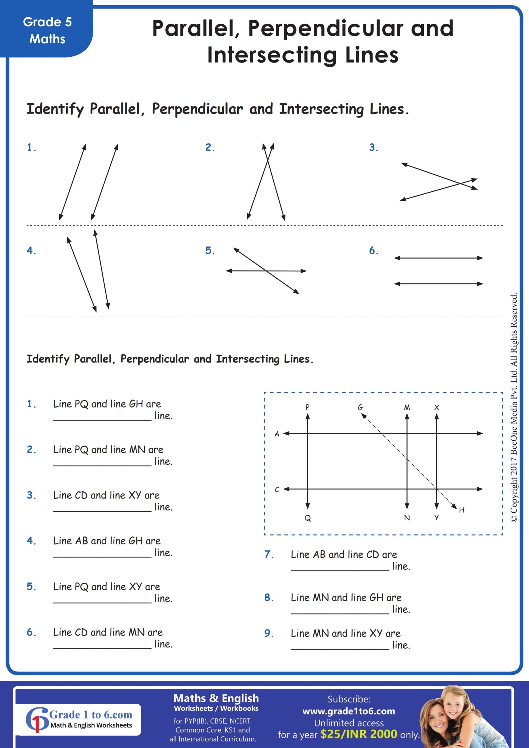 Parallel Perpendicular amp Intersecting Lines Worksheet Worksheets Library
