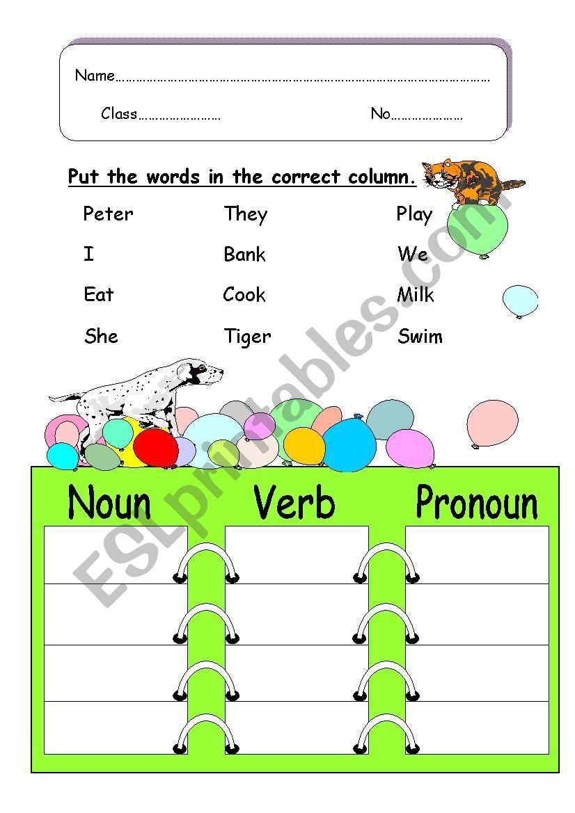 part of speech worksheet part of speech worksheet