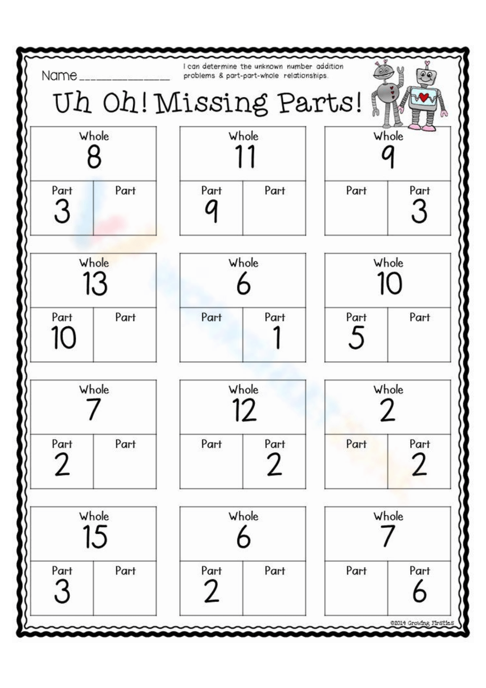 Part Part Whole Worksheets