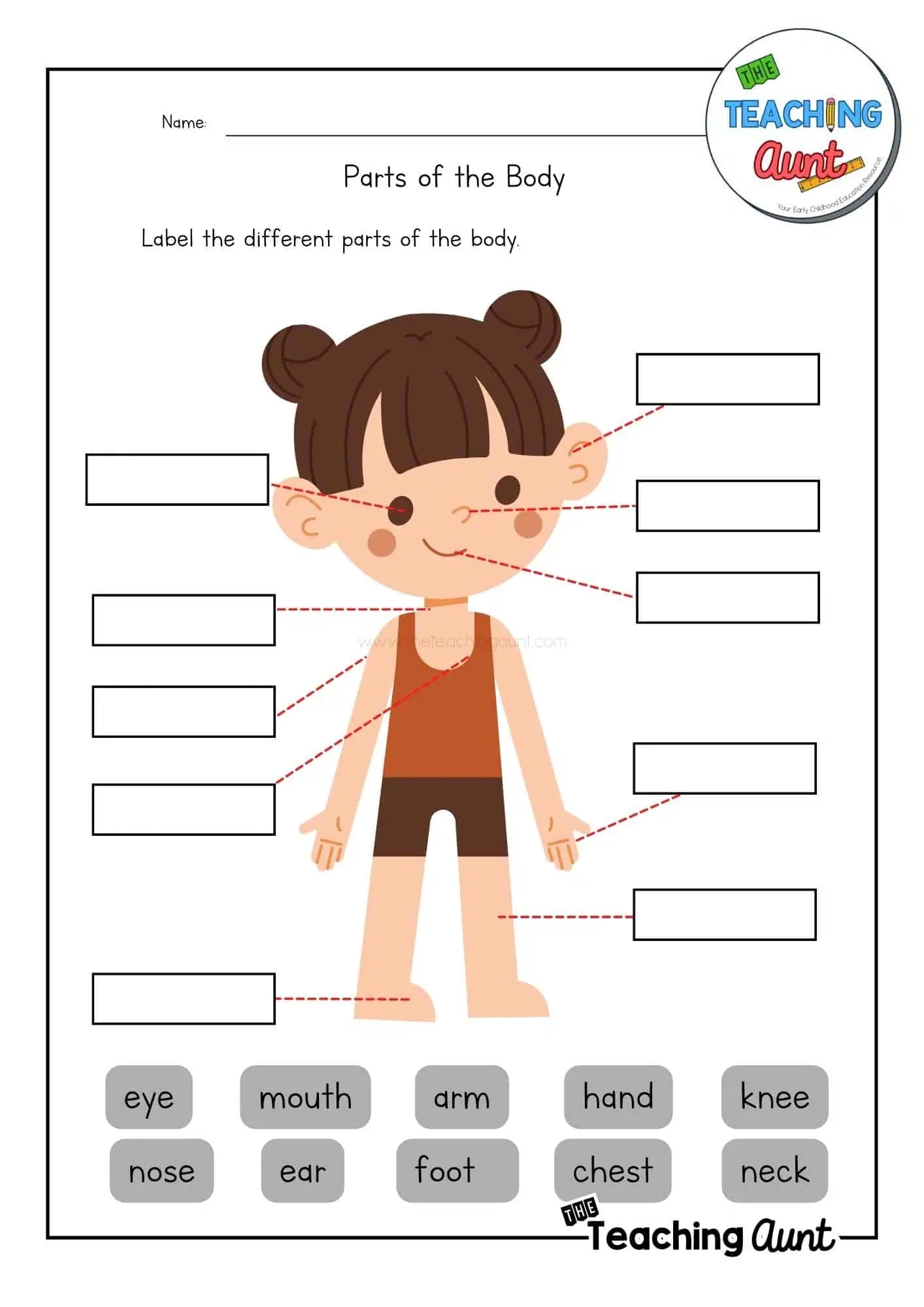 Parts Of The Body Worksheets The Teaching Aunt Parts Of The Body Worksheets The Teaching Aunt