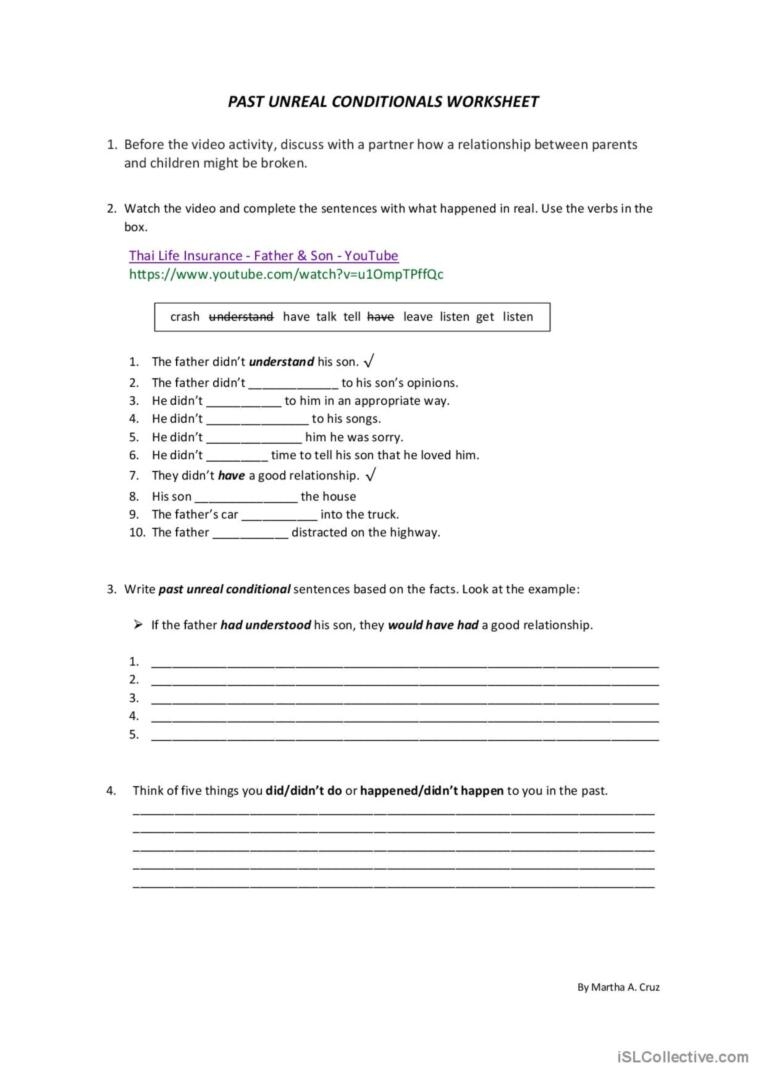 Past Unreal Conditionals Video Or Mo English ESL Worksheets Pdf Doc