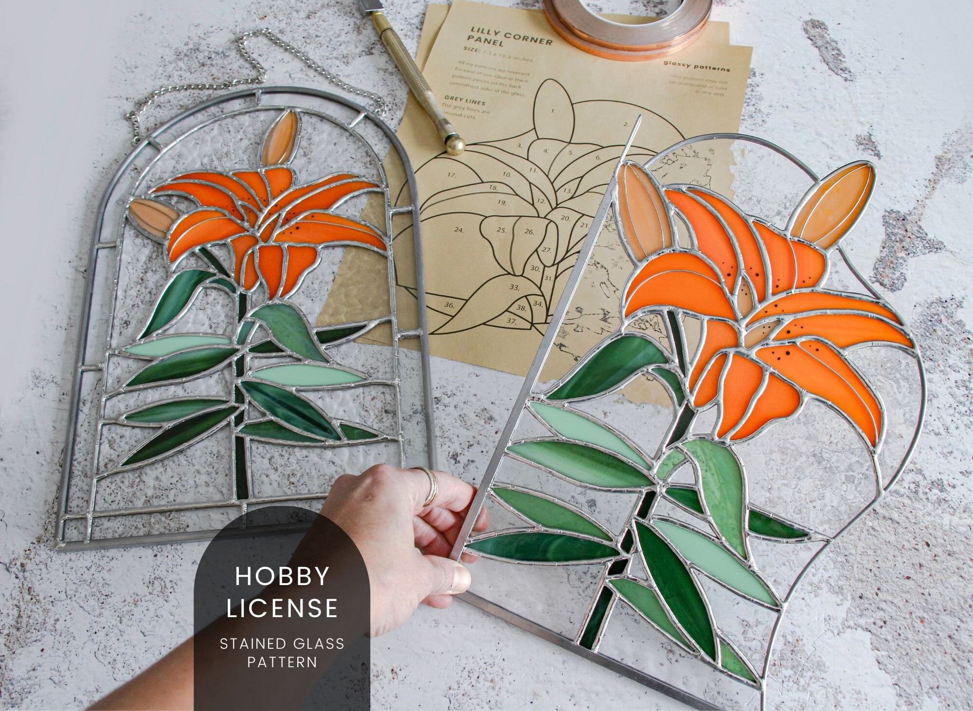 PATTERNS Lilly Flower Stained Glass Patterns Digital Download Hobby License Etsy