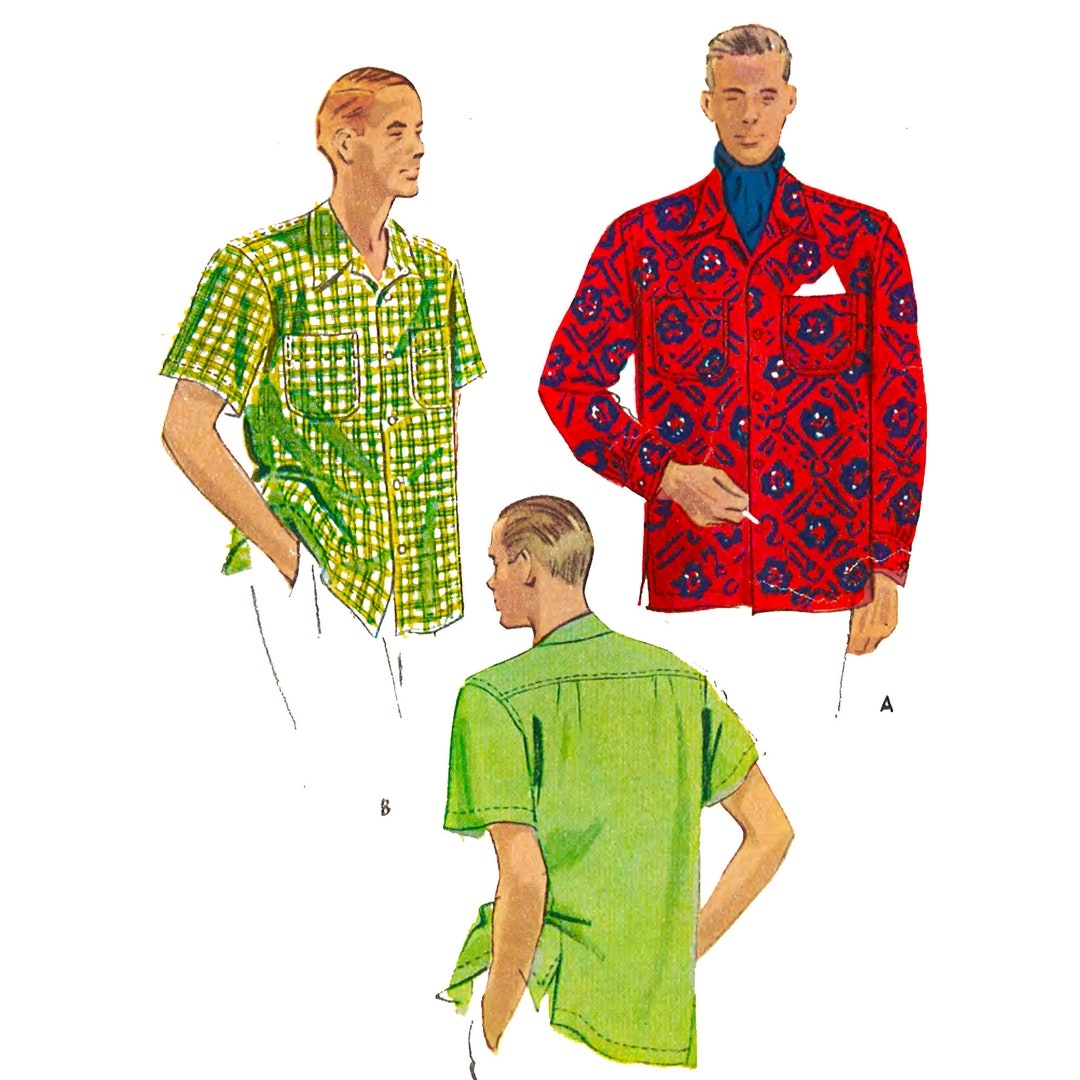 PDF 1940s Men s Sports Shirt Sewing Pattern Chest 38 40 96cm 102cm Download Etsy PDF 1940s Men s Sports Shirt Sewing Pattern Chest 38 40 96cm 102cm Download Etsy