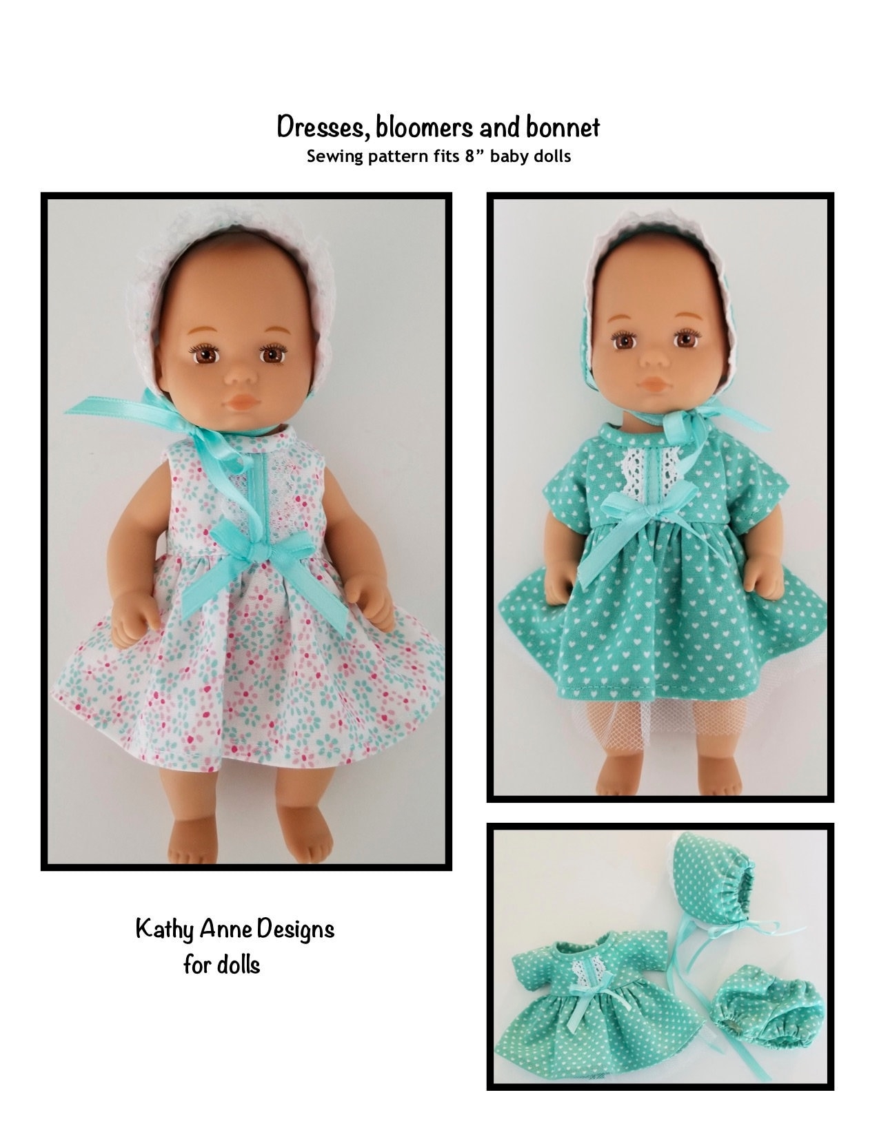 PDF Dresses Bloomers And Bonnet Sewing Pattern Fits 8 Dolls Such As Little Bitty Baby Etsy