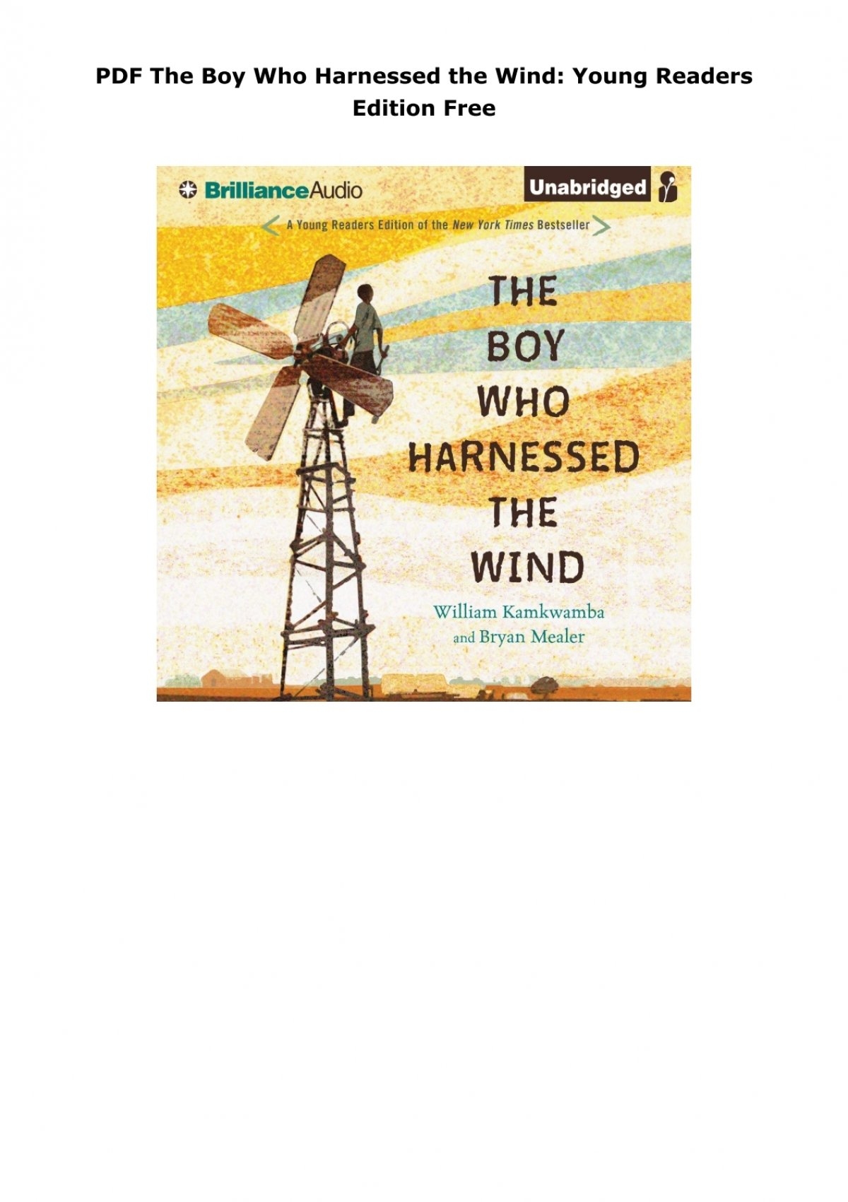 PDF The Boy Who Harnessed The Wind Young Readers Edition Free