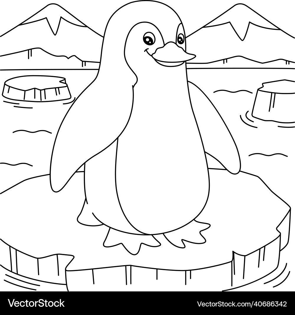 Penguin Coloring Page For Kids Royalty Free Vector Image