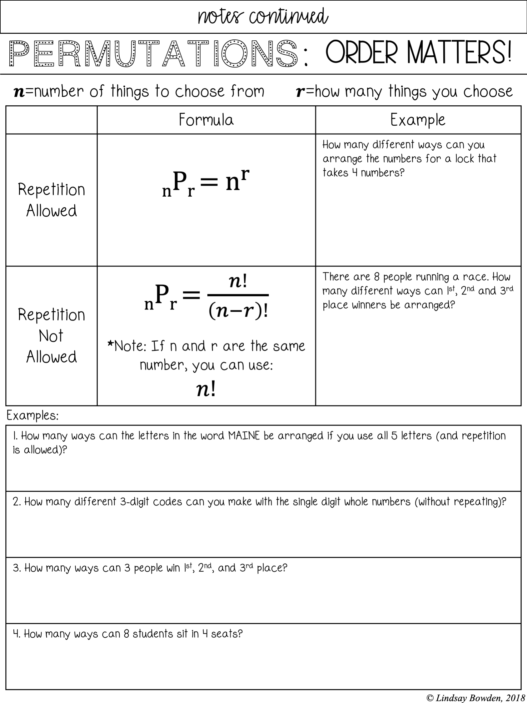 Permutations And Combinations Notes And Worksheets Lindsay Bowden Worksheets Library Permutations And Combinations Notes And Worksheets Lindsay Bowden Worksheets Library