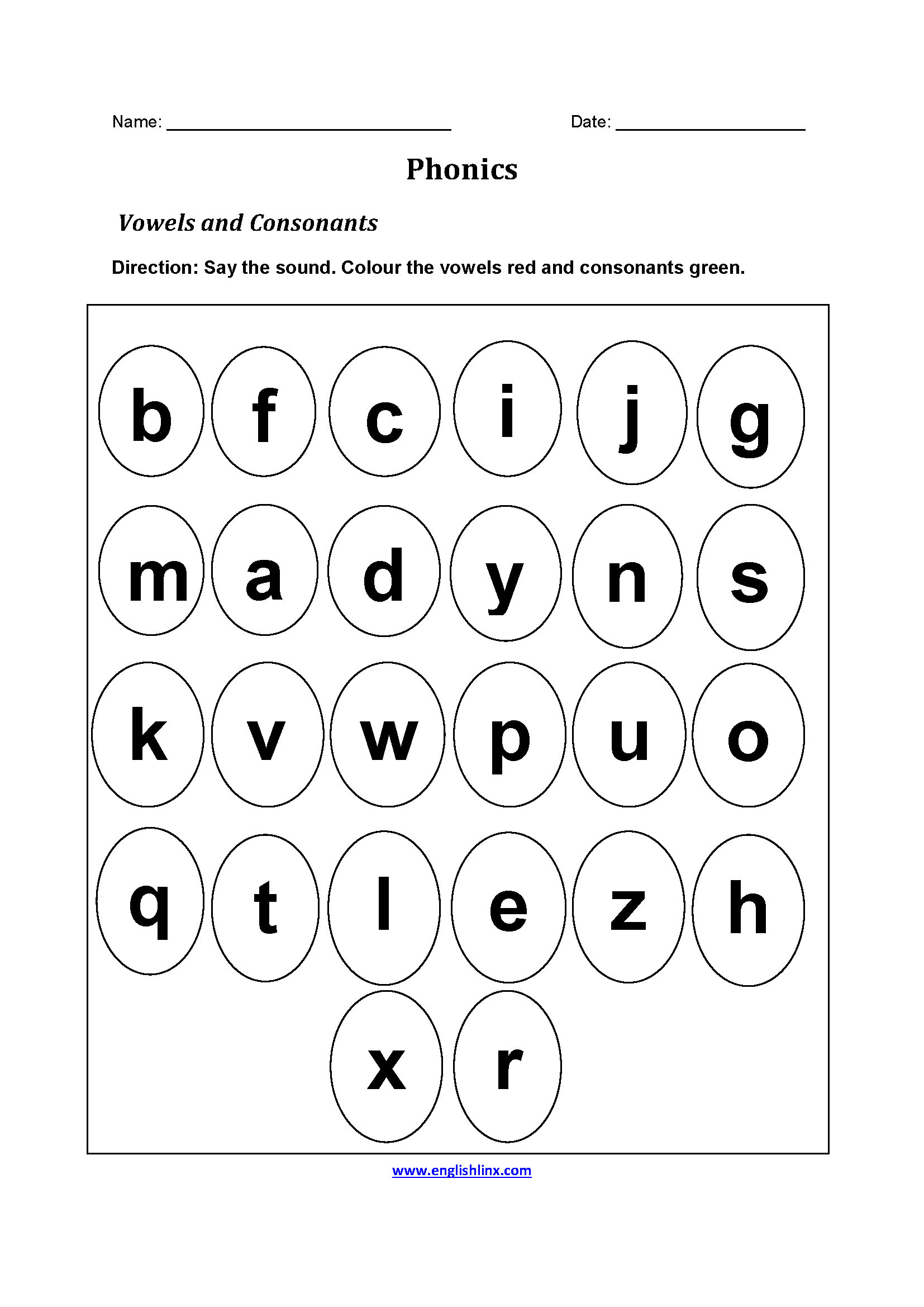 Phonics Worksheets Vowels And Consonants Phonics Worksheets Phonics Worksheets Vowels And Consonants Phonics Worksheets