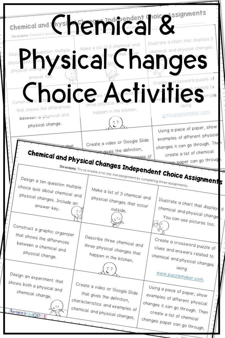 Physical And Chemical Changes FREE Activity Physical And Chemical Changes FREE Activity