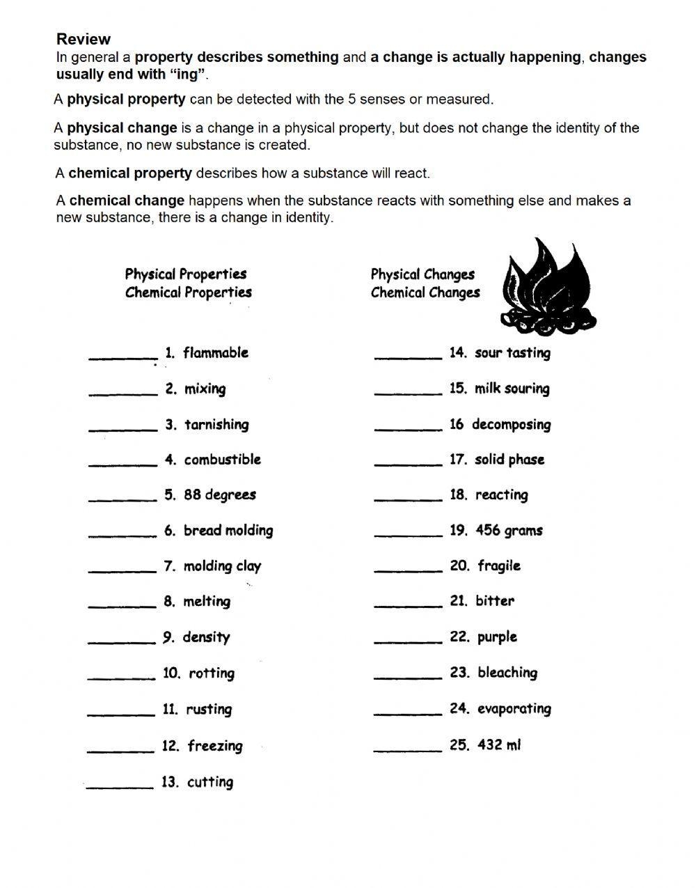 Physical And Chemical Changes Online Worksheet For 8 Live Worksheets Worksheets Library