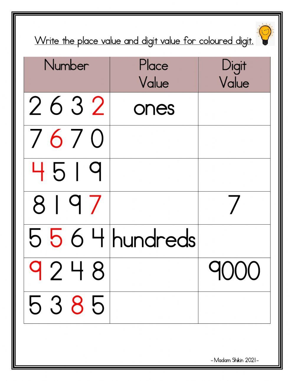 place value and value worksheets place value and value worksheets