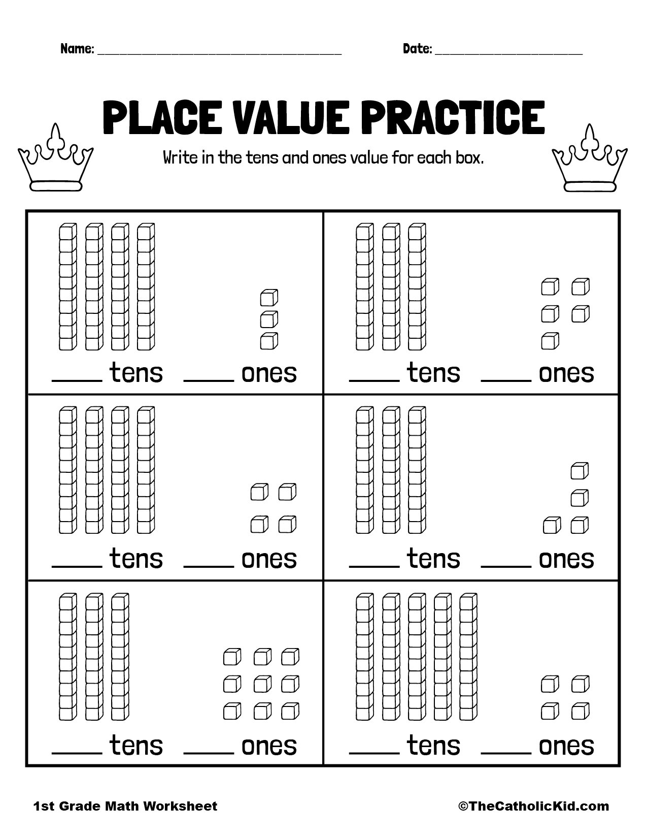 Place Value Worksheet 1st Grade Math TheCatholicKid Worksheets Library
