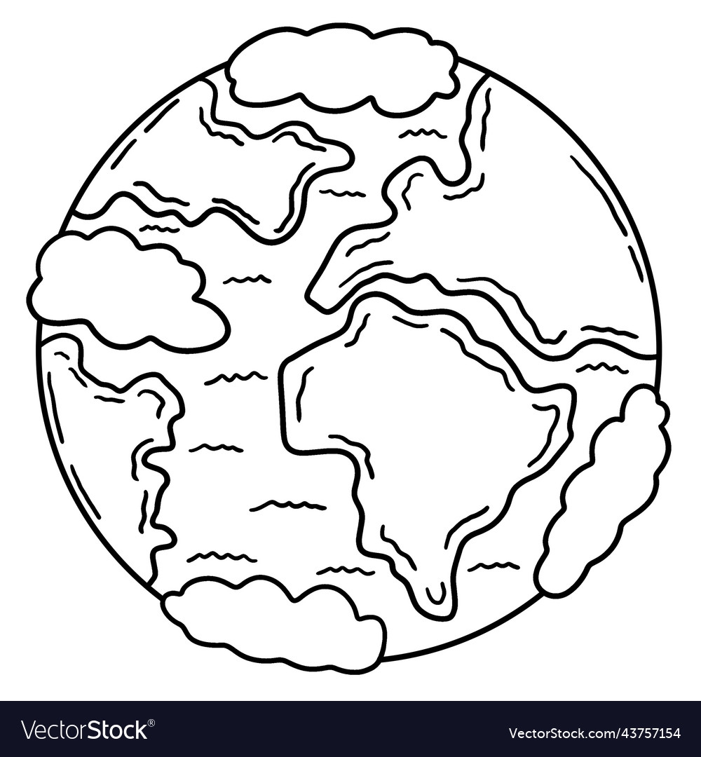 Planet Earth Isolated Coloring Page For Kids Vector Image