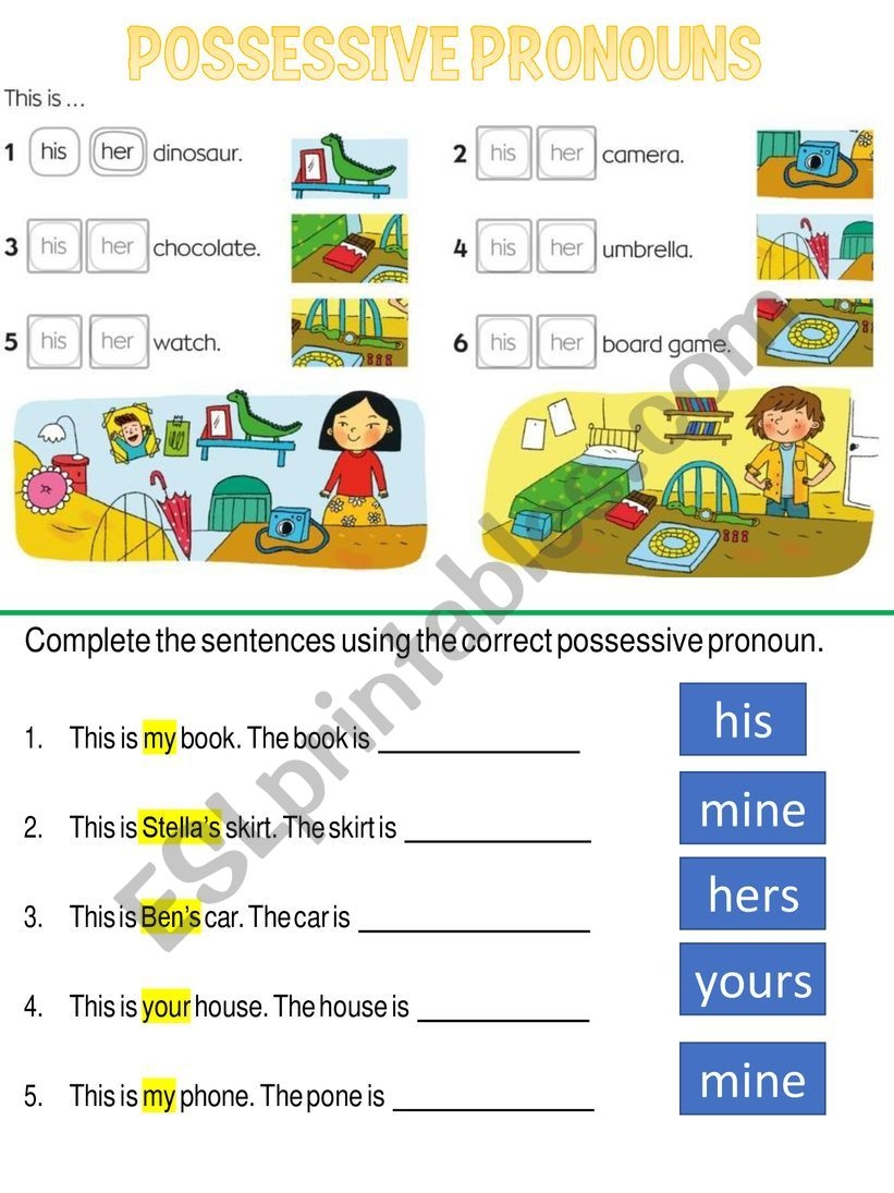 pronouns and possessive pronouns worksheets