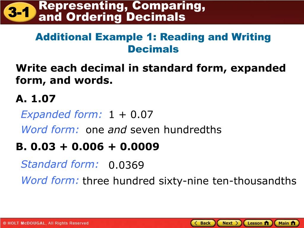 PPT Additional Example 1 Reading And Writing Decimals PowerPoint Presentation ID 6131460 PPT Additional Example 1 Reading And Writing Decimals PowerPoint Presentation ID 6131460