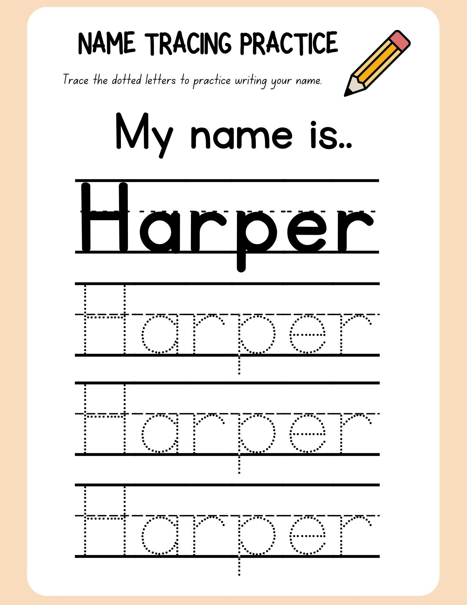 Pre k Custom Name Tracing Worksheet Etsy Pre k Custom Name Tracing Worksheet Etsy