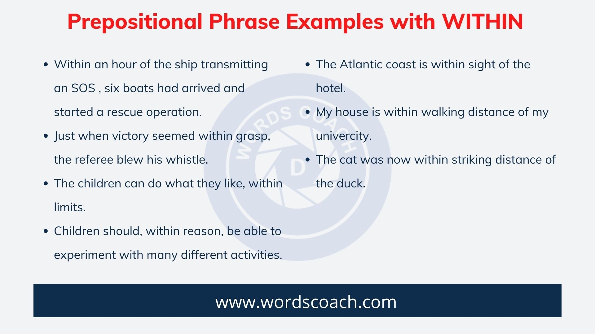 Prepositional Phrases With WITHIN Word Coach