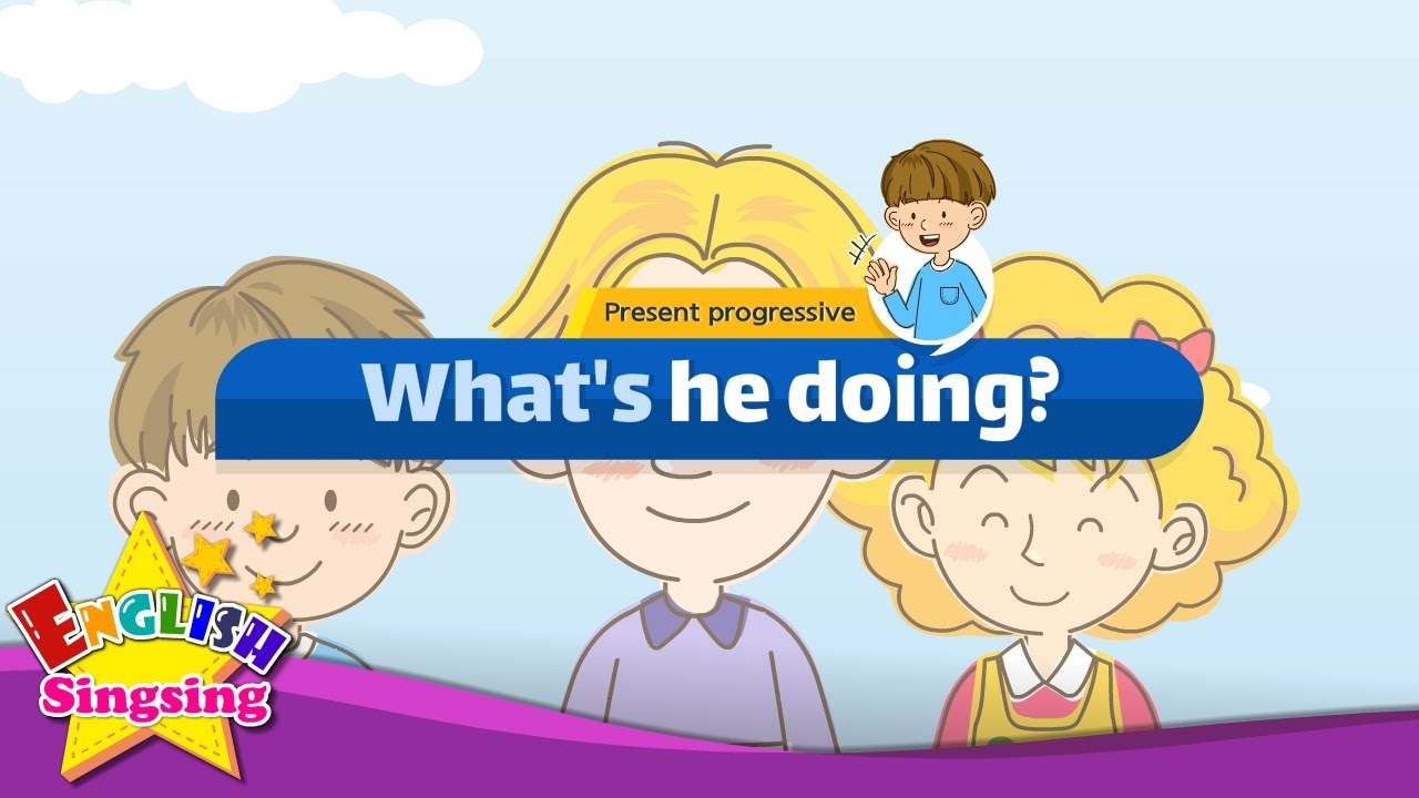 Present Progressive What s He Doing Easy Dialogue Role Play YouTube