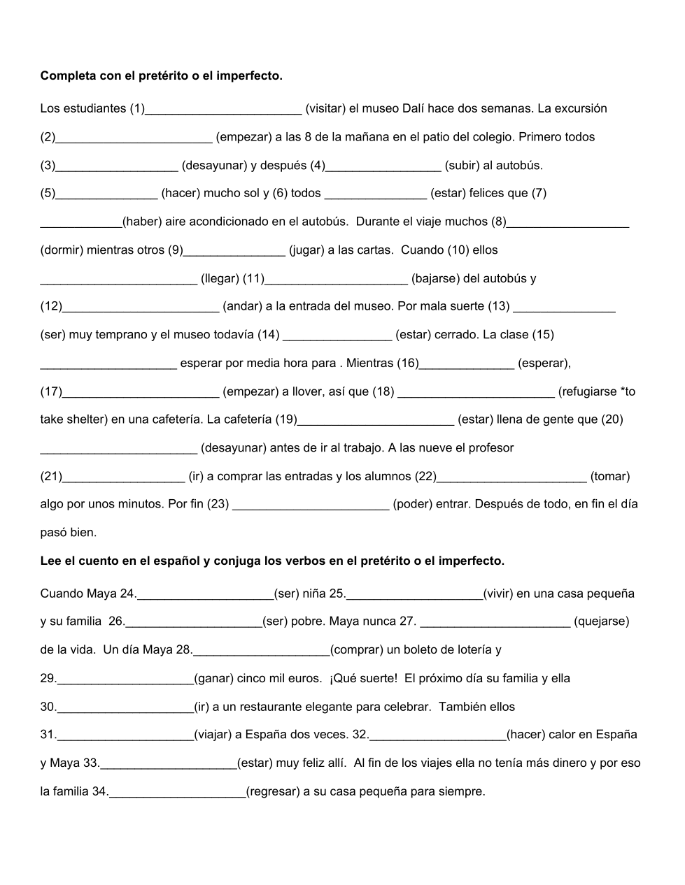 Preterite And Imperfect Assessment Jenny Johnston Library Formative