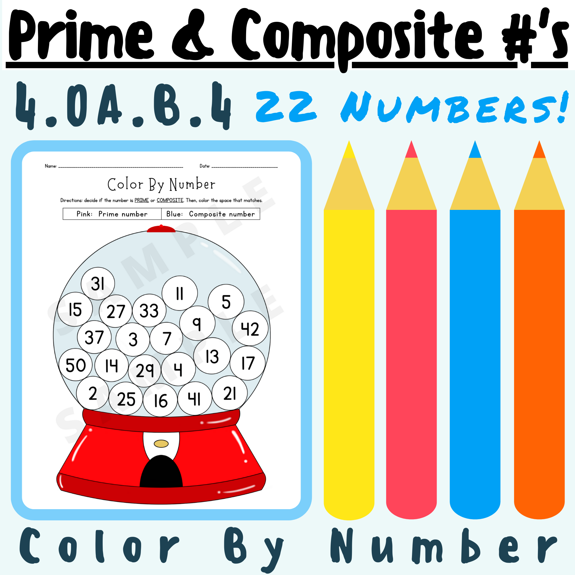 Prime And Composite Numbers Color By Number Activity Worksheet 4 OA 4 4th Grade K 5 Teachers Students In Math Classroom Classful