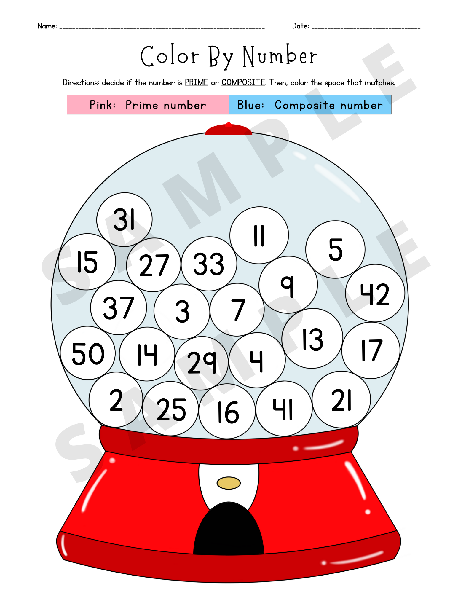 Prime And Composite Numbers Color By Number Activity Worksheet 4 OA 4 4th Grade K 5 Teachers Students In Math Classroom Classful
