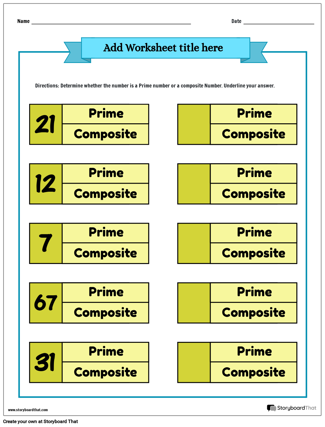 Prime Composite Numbers Worksheets Free Customizable