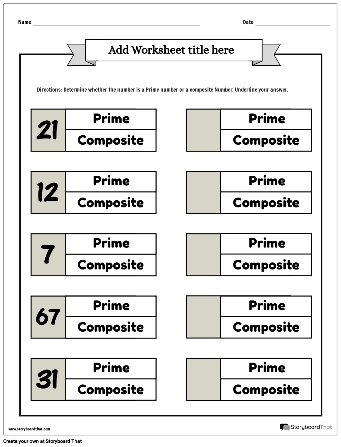 Prime Composite Numbers Worksheets Free Customizable Prime Composite Numbers Worksheets Free Customizable