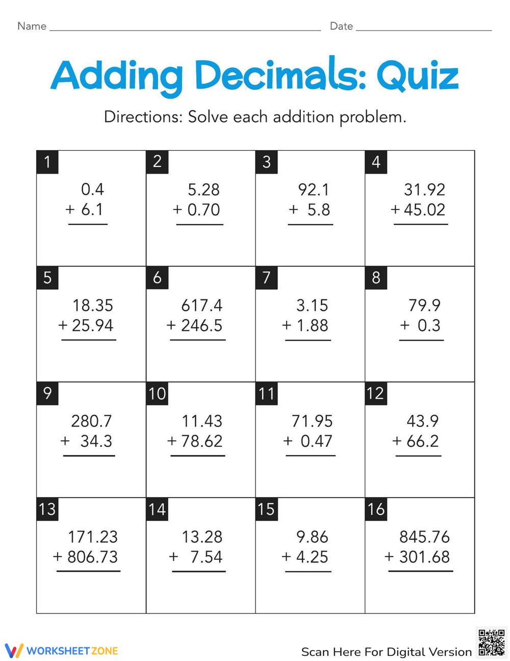 adding and subtracting decimals worksheet adding and subtracting decimals worksheet