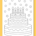 Printable Birthday Cake Coloring Page Chevron Lemon