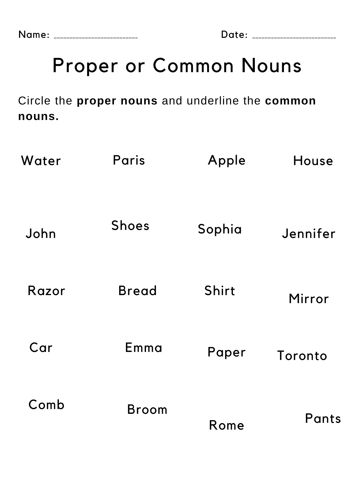 Printable Common Noun And Proper Nouns Worksheet For Grade 1 Made By Teachers