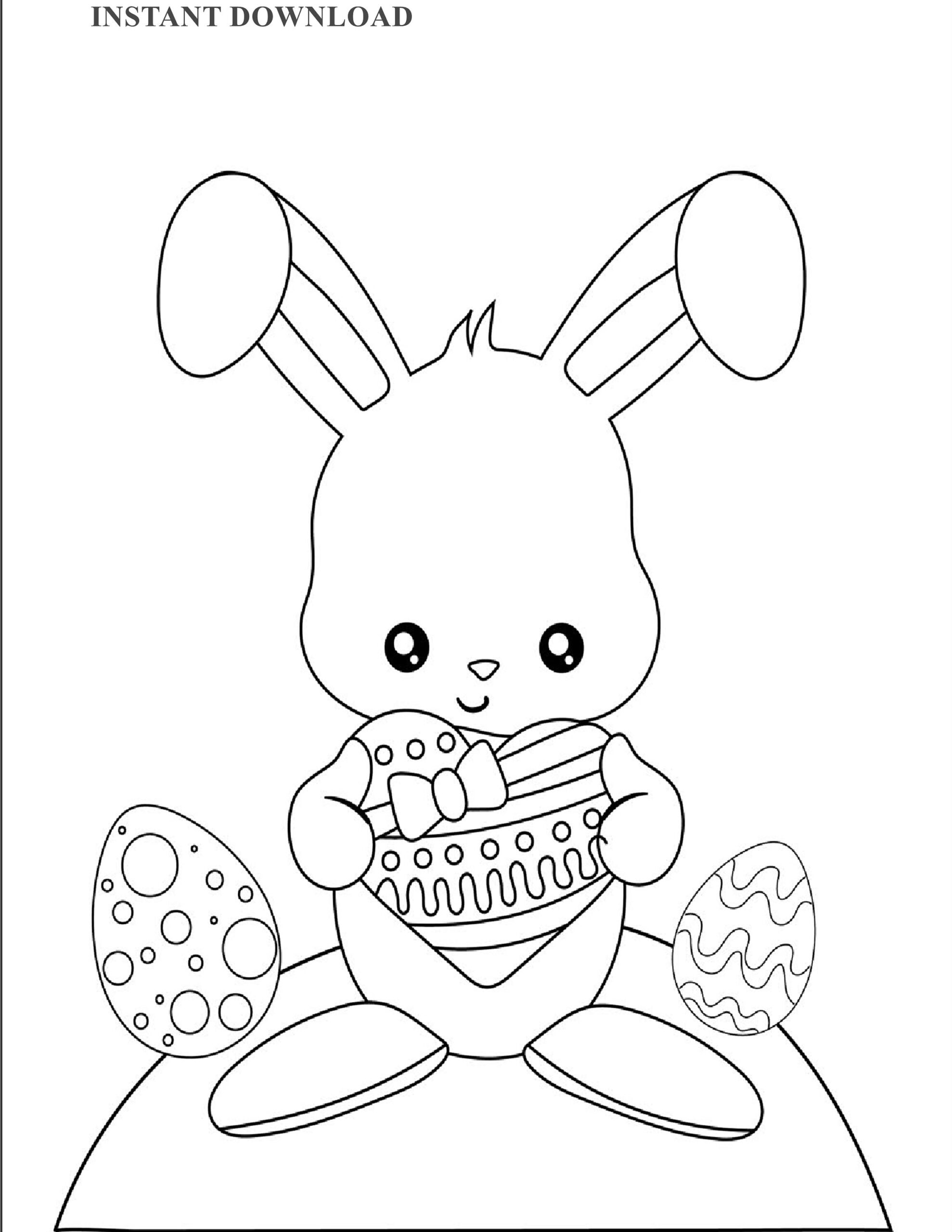 Printable Easter Bunny Eggs Coloring Page Instant Download Digital File 8 X 10 Printable Easter Coloring Sheet Kids Coloring Download Etsy