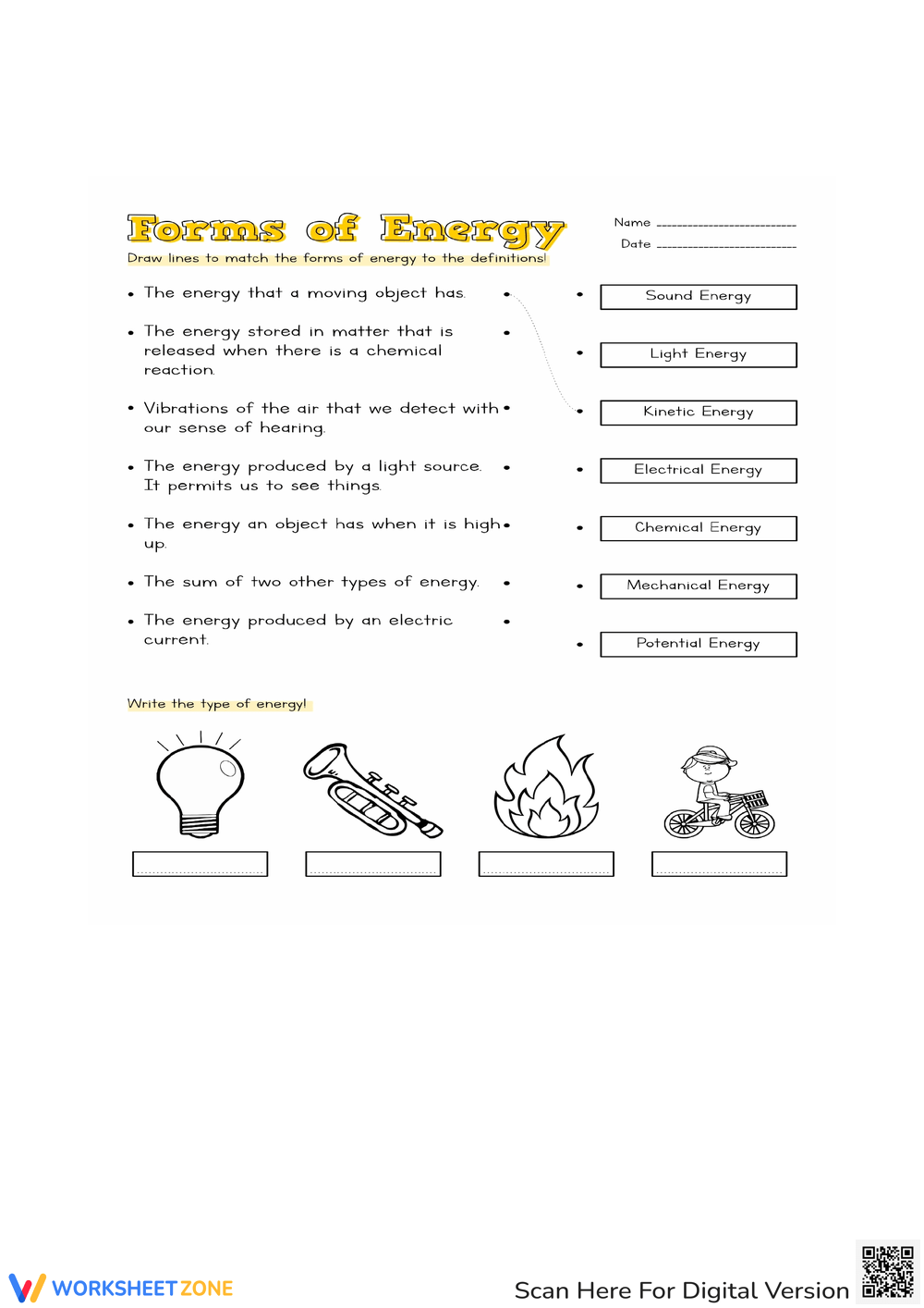 forms of energy worksheet