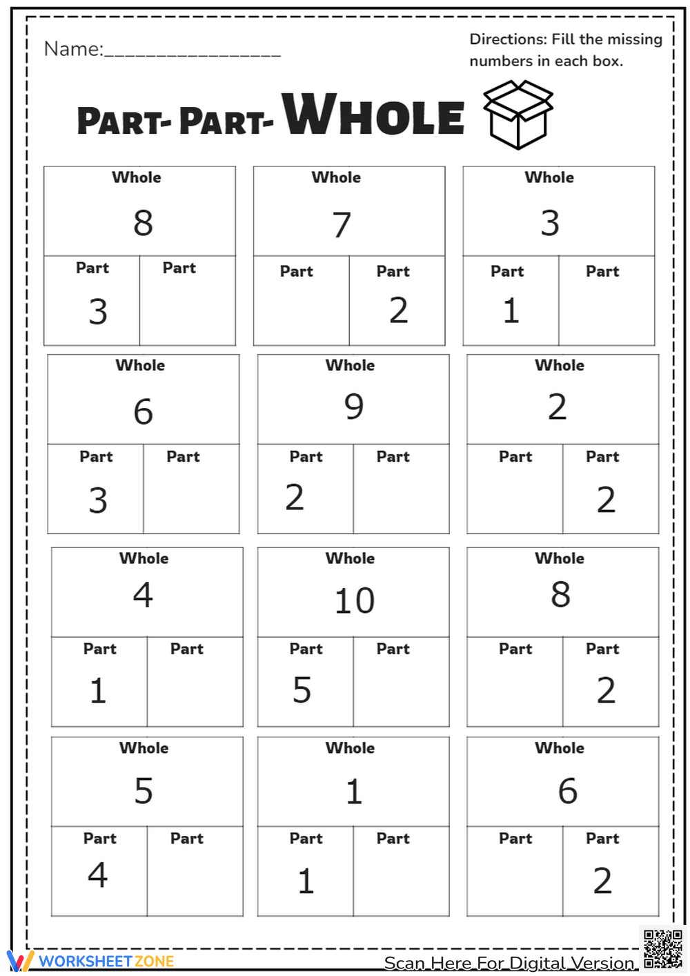 Printable Grade 2 Part Part Whole Worksheets Printable Grade 2 Part Part Whole Worksheets