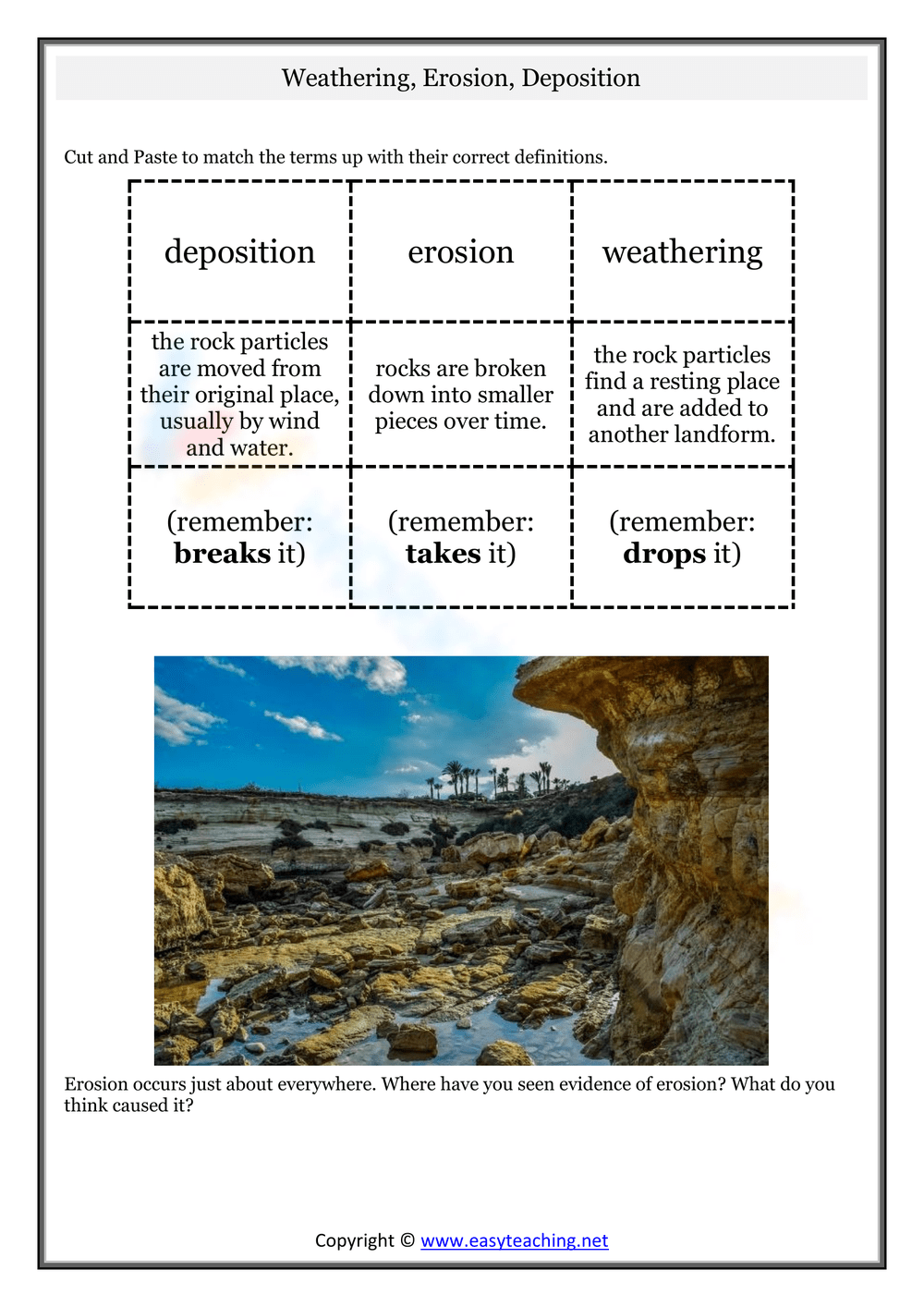 weathering erosion and deposition worksheet weathering erosion and deposition worksheet