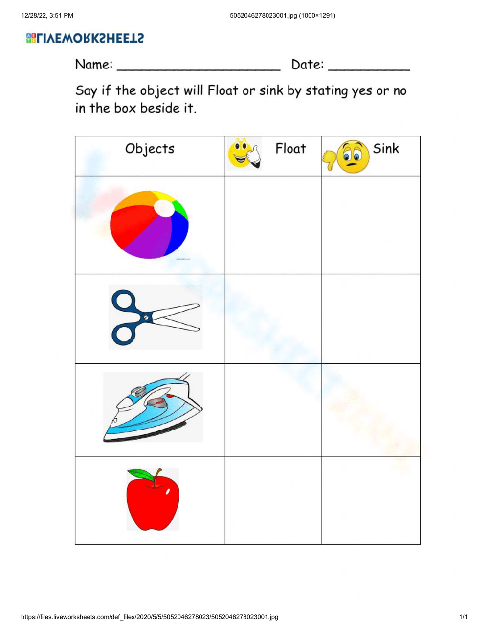 Printable Grade 5 Sink Or Float Worksheets Printable Grade 5 Sink Or Float Worksheets