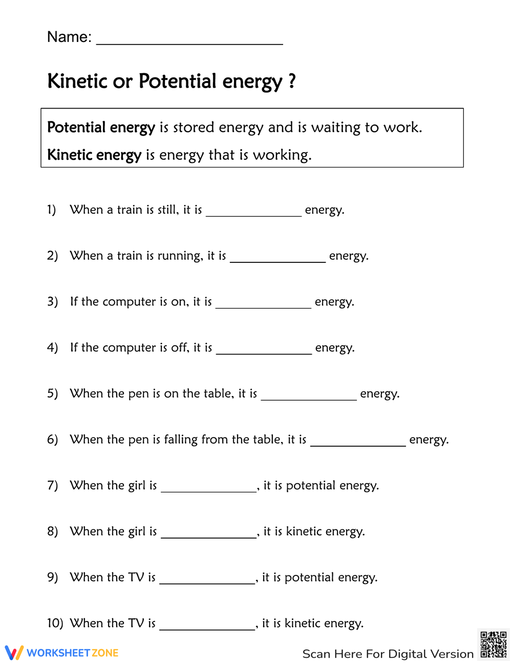 kinetic and potential energy worksheet kinetic and potential energy worksheet