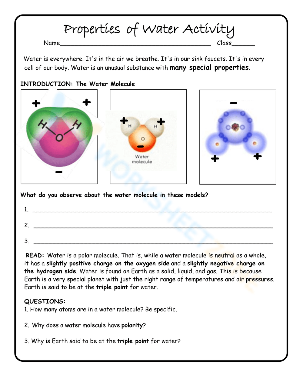 Printable Grade 9 Properties Of Water Worksheets Printable Grade 9 Properties Of Water Worksheets