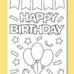 Printable Happy Birthday Coloring Card Chevron Lemon