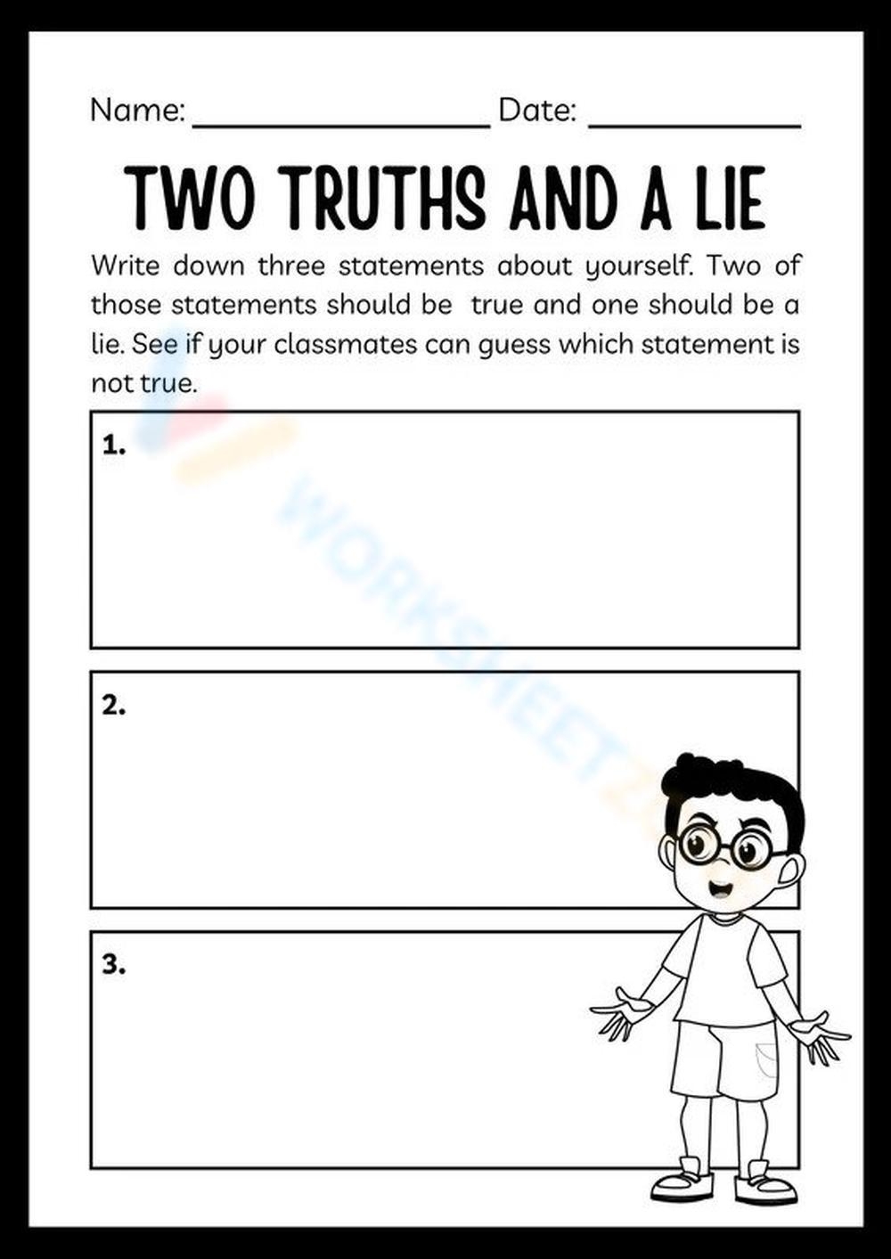 Printable Two Truths And A Lie Worksheets Printable Two Truths And A Lie Worksheets
