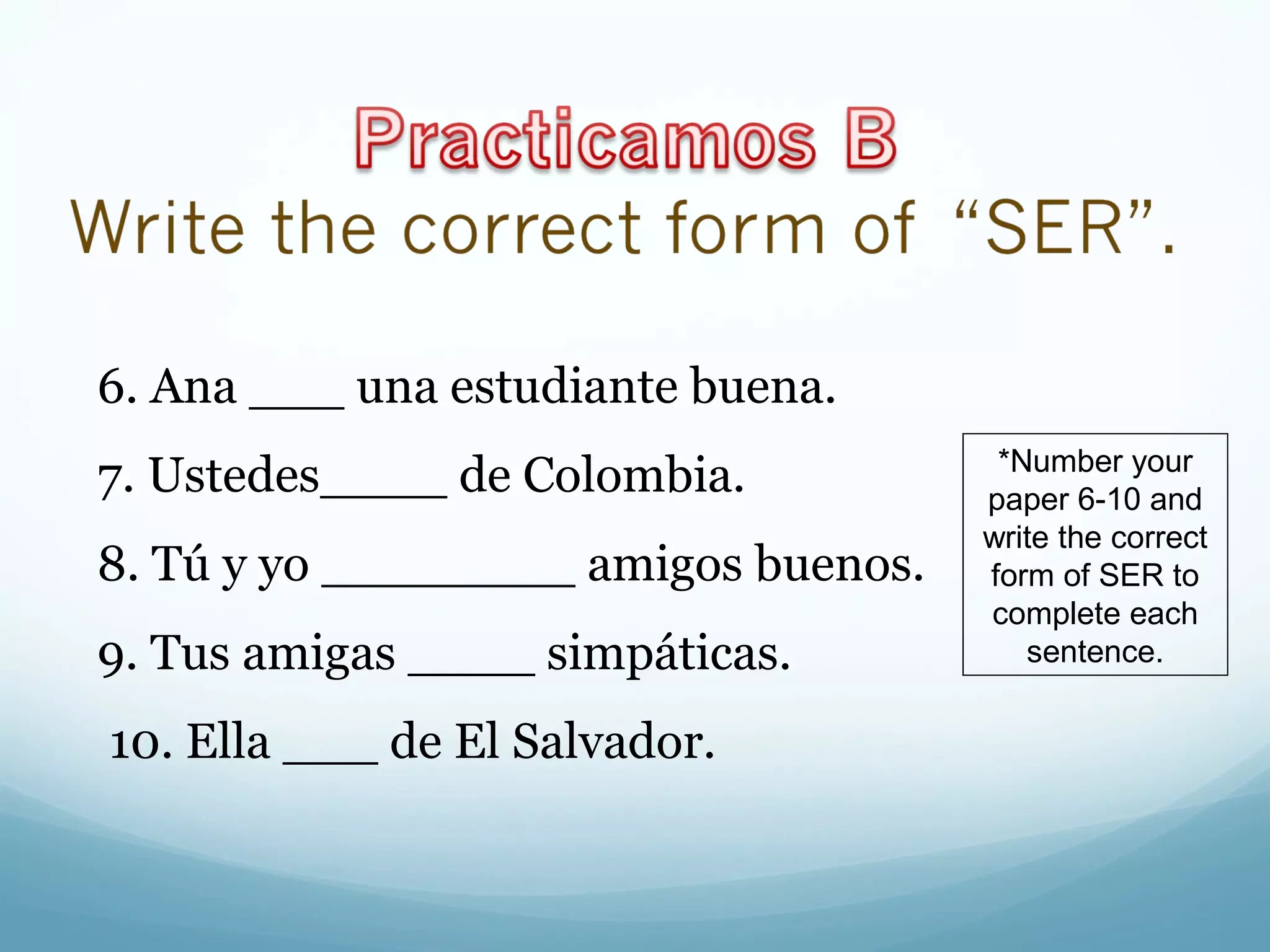 Pronouns And Ser PPT