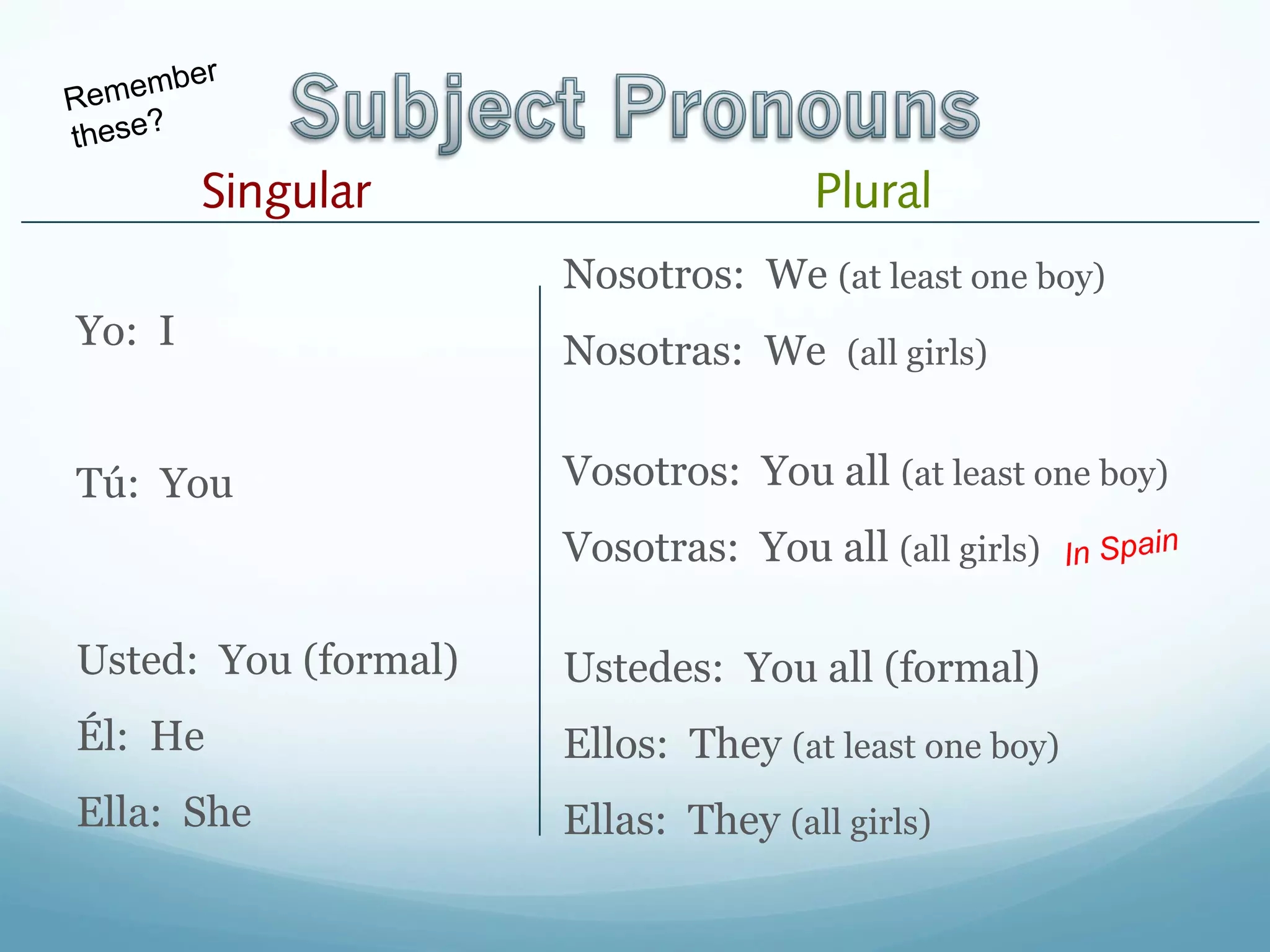Pronouns And Ser PPT
