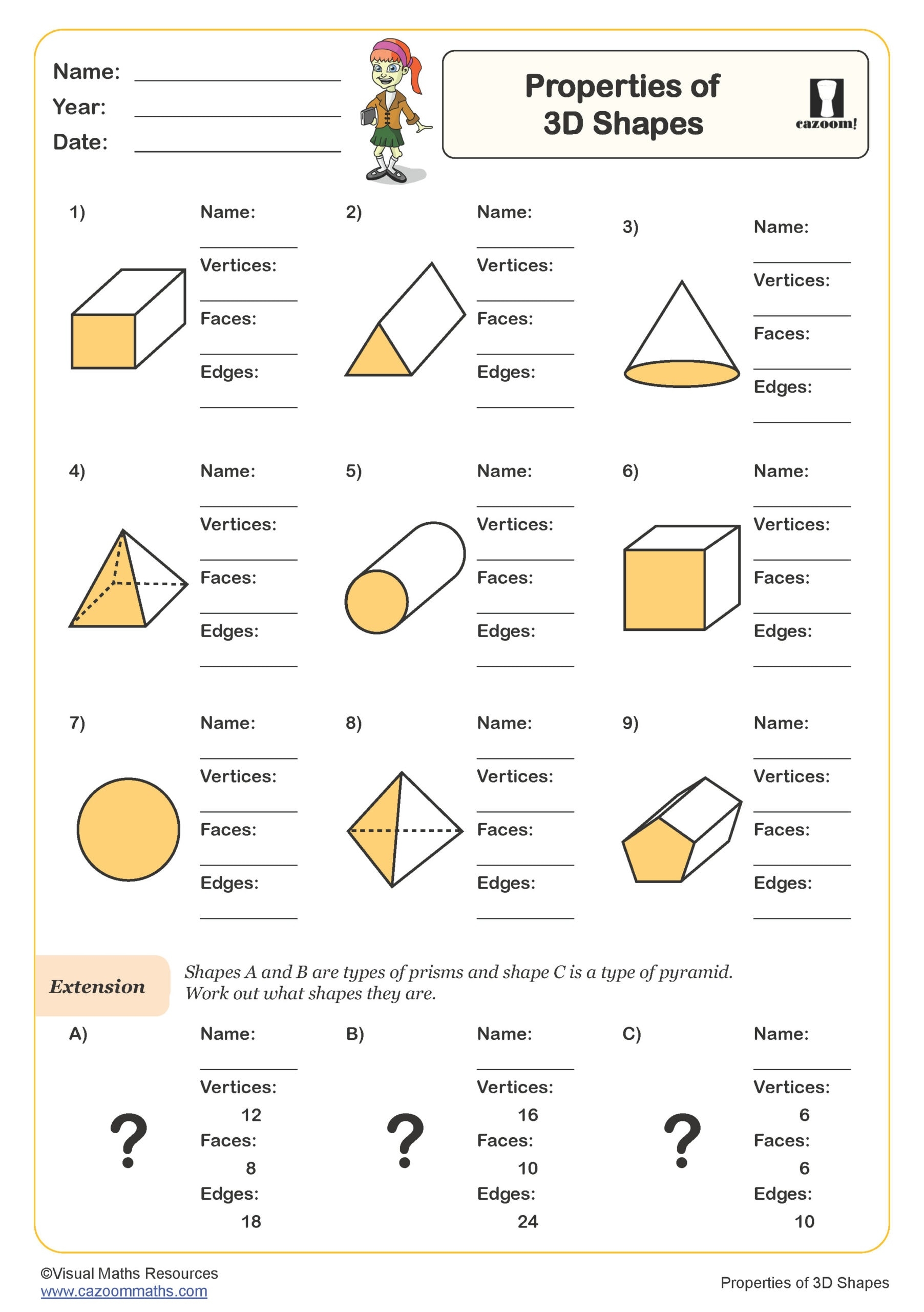 Properties Of 3D Shapes Worksheet Fun And Engaging Year 5 PDF Worksheets Properties Of 3D Shapes Worksheet Fun And Engaging Year 5 PDF Worksheets