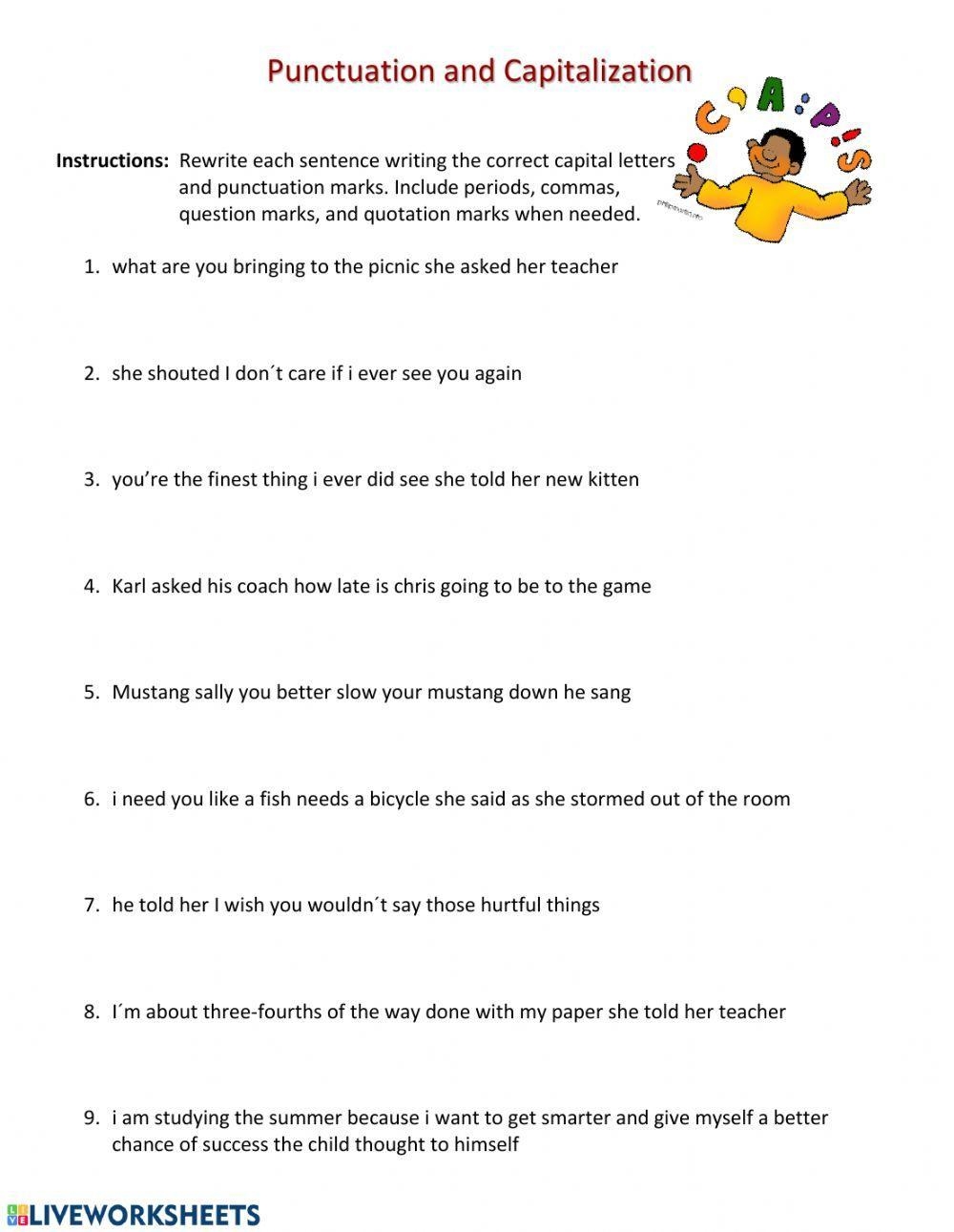 Punctuation And Capitalization Worksheet Live Worksheets Worksheets Library Punctuation And Capitalization Worksheet Live Worksheets Worksheets Library