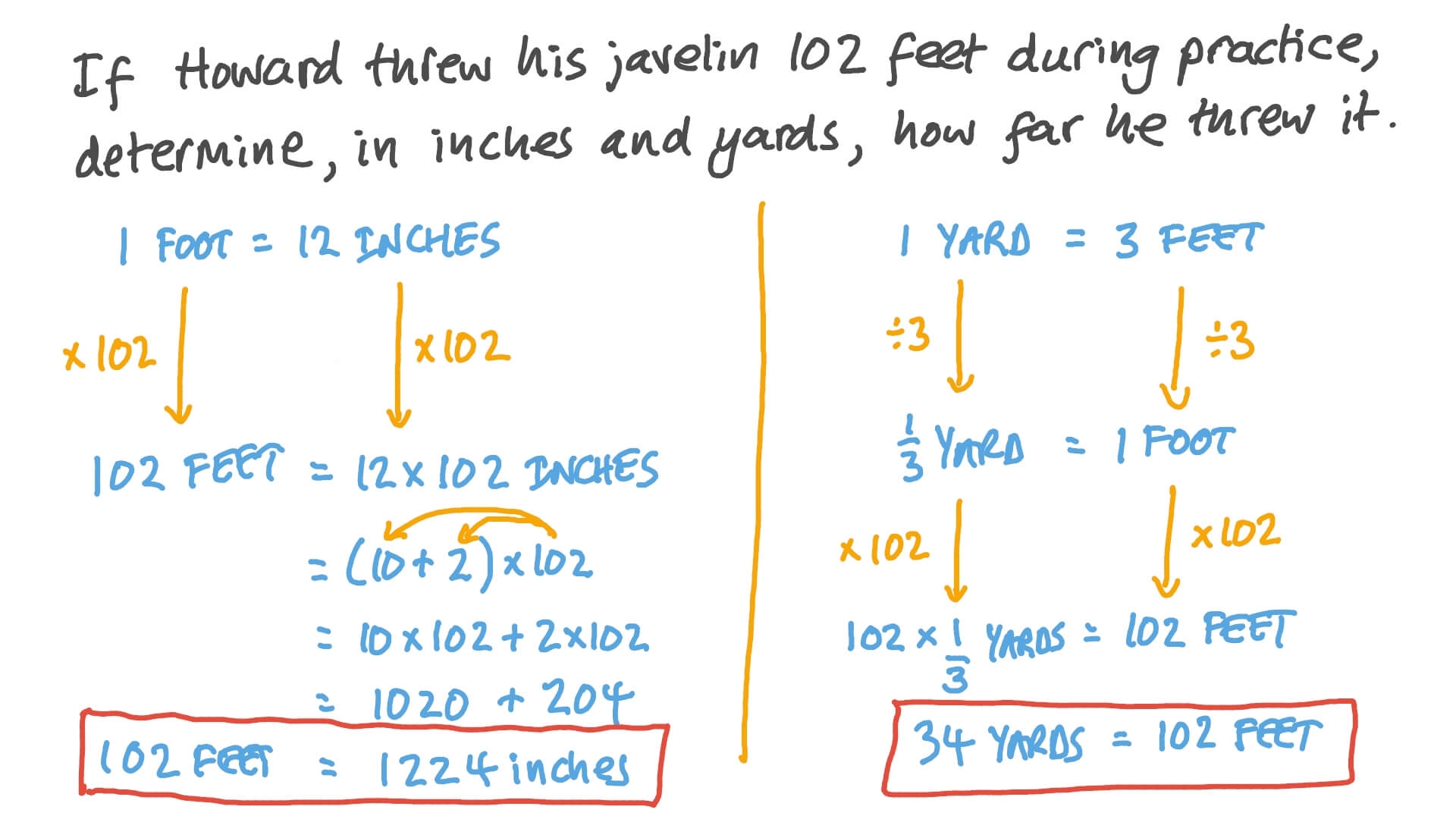 Question Video Convertir Longitudes De Pies A Pulgadas Y Yardas Nagwa