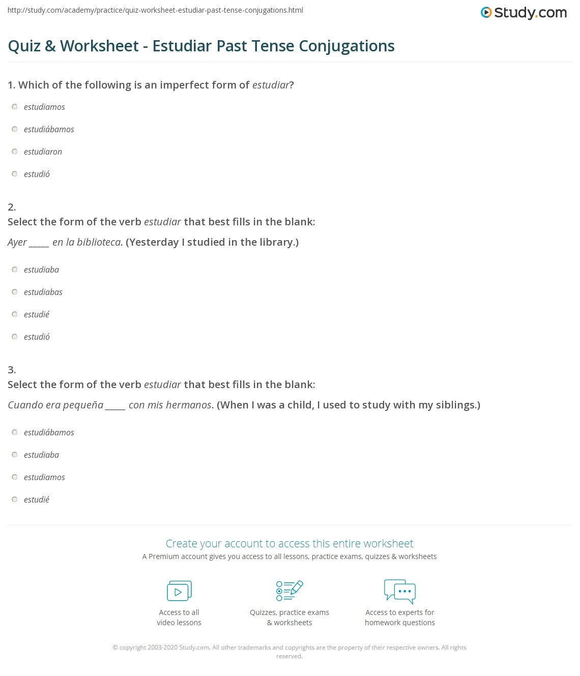 Quiz Worksheet Estudiar Past Tense Conjugations Study Quiz Worksheet Estudiar Past Tense Conjugations Study