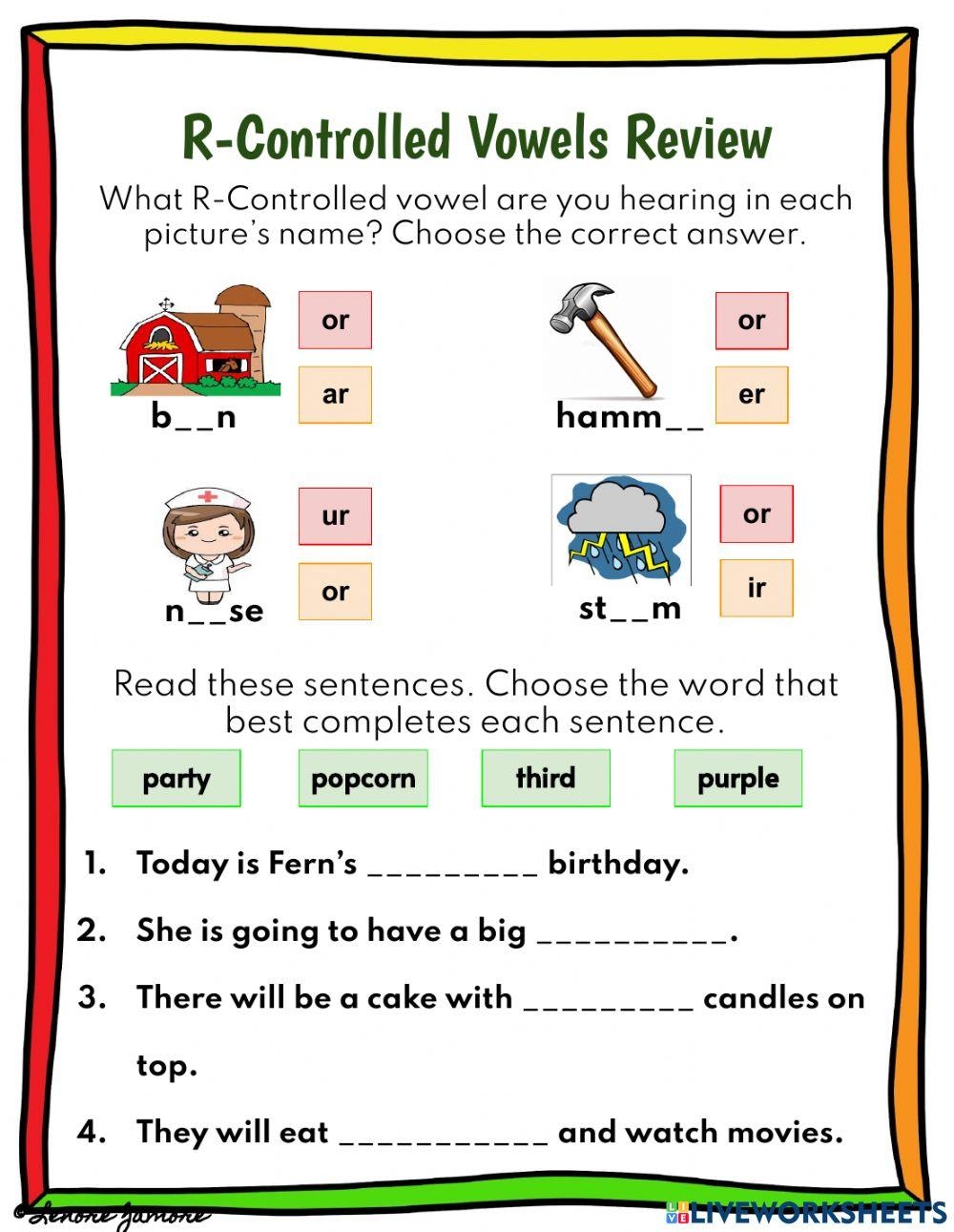 R Controlled Vowels Activity For 1 Live Worksheets Worksheets Library R Controlled Vowels Activity For 1 Live Worksheets Worksheets Library