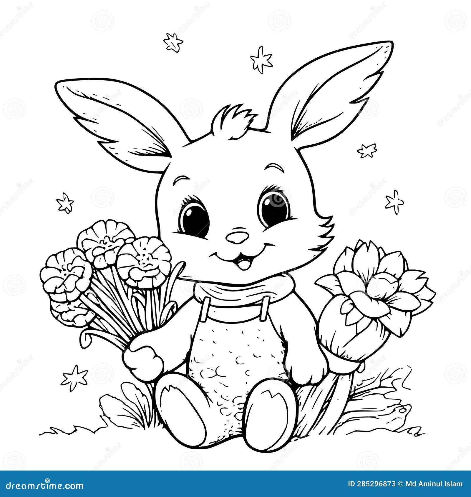 Rabbit With A Bouquet Coloring Page Drawing For Kids Stock Vector Illustration Of Sketch Carrot 285296873 Rabbit With A Bouquet Coloring Page Drawing For Kids Stock Vector Illustration Of Sketch Carrot 285296873