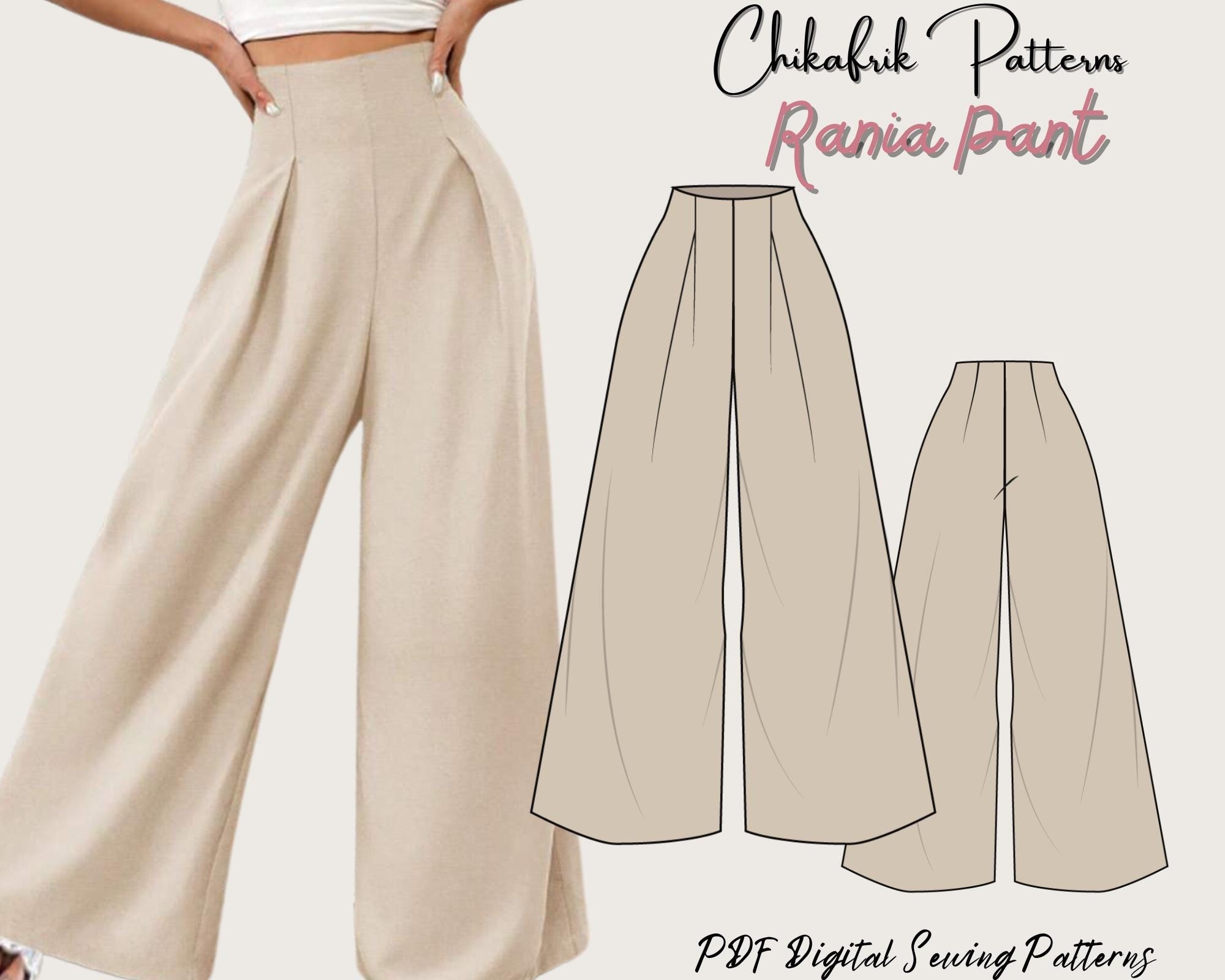 Rania Pant Pattern high Waisted Pant Pattern women Pant Sewing Pattern large Pant Pattern wide Leg Pant Pattern digital Sewing Pattern15size Etsy