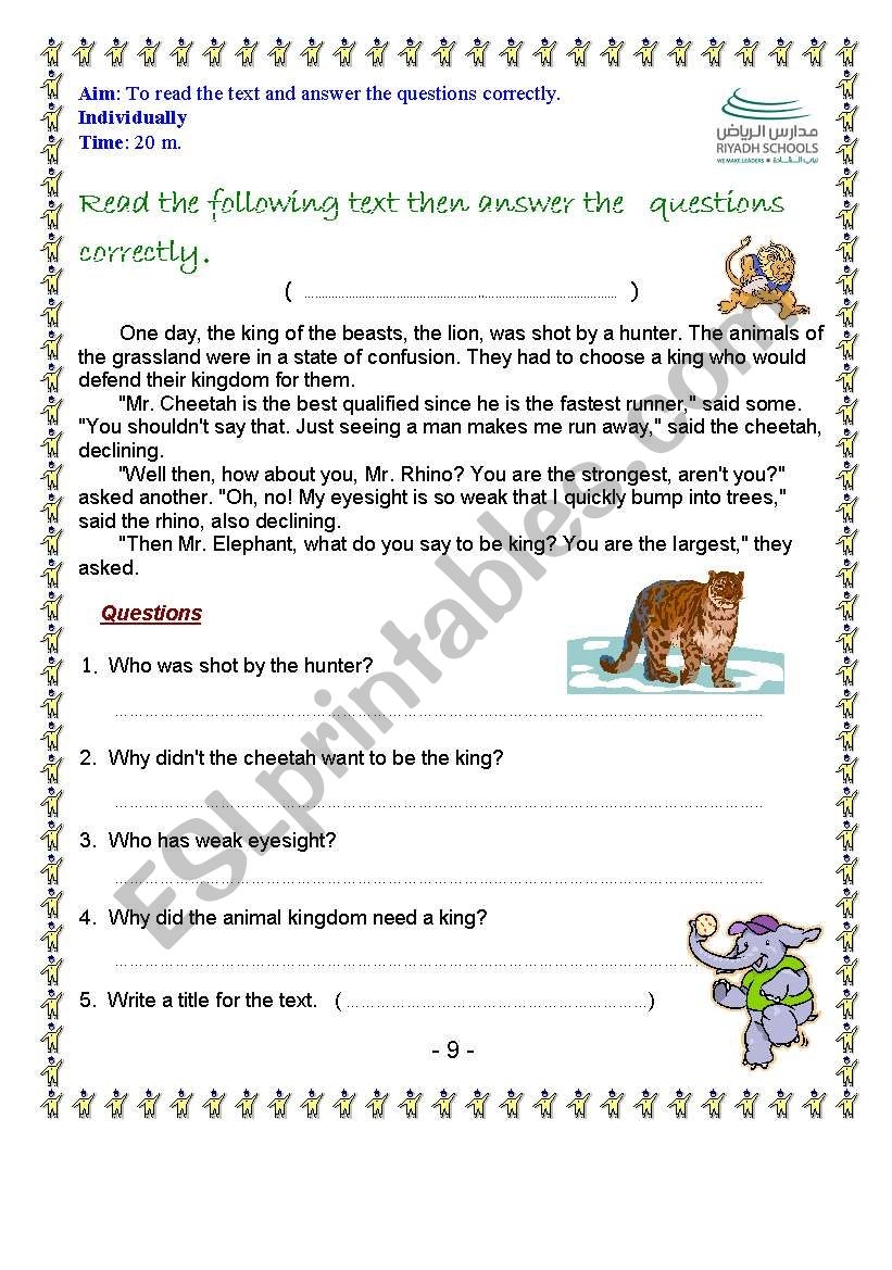 Read The Text And Answer The Questions Correctly ESL Worksheet By Fafauu