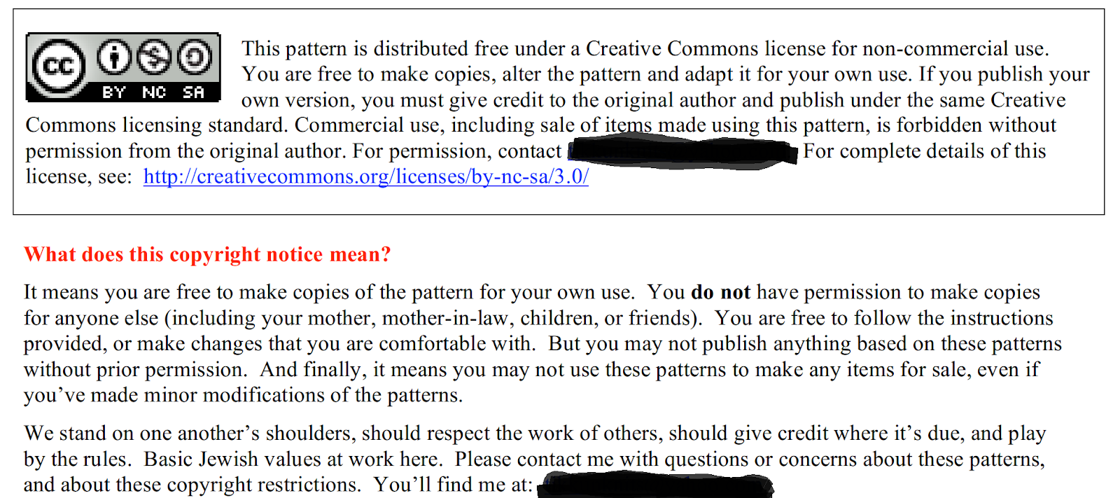 does a pattern have a copyright